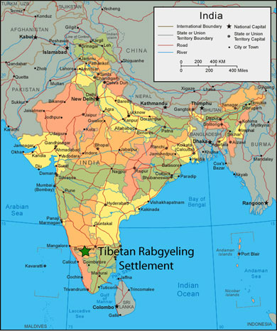 The Rabgayling settlement is located in the Mysore district of Karnataka, India. Click on the image for a detailed map of the area.